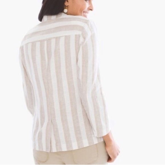 CHICOS Striped Linen One Button Blazer - Picture 3 of 11